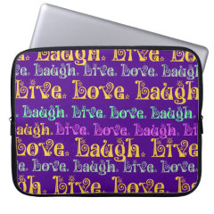 Live Laugh Love Encouraging Words Purple Girly Computer Sleeve