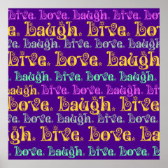 Live Laugh Love Encouraging Words Purple Girly Poster