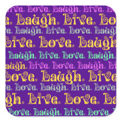 Live Laugh Love Encouraging Words Purple Girly Stickers