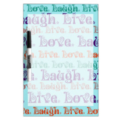 Live Laugh Love Encouraging Words Teal Blue Dry-Erase Board