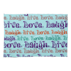 Live Laugh Love Encouraging Words Teal Blue Towels