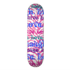 Live Laugh Love Girly Pink Zebra Stripes Print Skateboard Deck