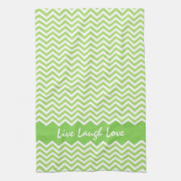 Live Laugh Love green chevron zigzag pattern towel
