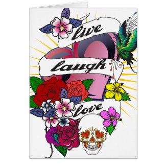 Live Laugh Love Heart Tattoo Design Greeting Card