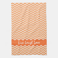Live Laugh Love orange chevron zigzag towel