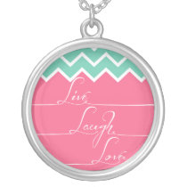 chevron, live, laugh, love, cool, girly, live laugh love, zig zag, pink, bag, quote, vintage, elegant, fashion, green, stripes, trendy, stylish, pattern, fashionista, design, funny, necklace, Necklace with custom graphic design