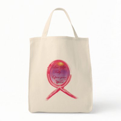 Live Life Fully: Breast Cancer Pink Ribbon bag