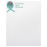 Live Life Fully Teal Ribbon Custom Letterhead