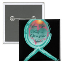 Live Life Fully Teal Ribbon Pinback Button