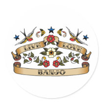 Live Love Banjo Round Stickers