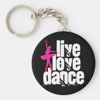 Live, Love, Dance Ballerina Basic Round Button Keychain