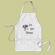 Live Love Flowers aprons in children's sizes and adult sizes.