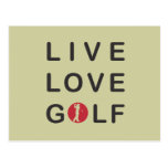 Live Love Golf Golfing Red Black Postcards
