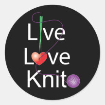 Live Love Knit Round Stickers
