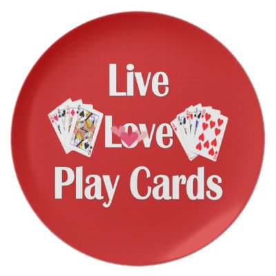 Live, Love, Play Cards-Red Dinner Plates by avisnoelledesigns