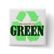Live-Love-Think GREEN Square Buttons by mirus1019 Live-Love-Think GREEN Square Buttons