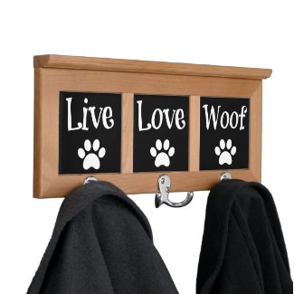 Live Love Woof Dog Coat Rack