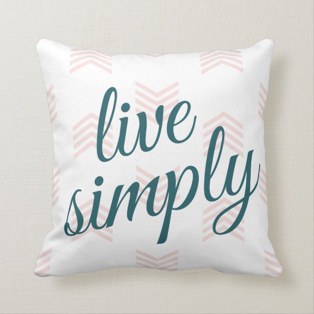 Live Simply Script Typography Chevron Navy Blue Pillow-1