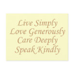 Live Simply yellow Postcard