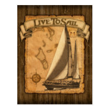Live To Sail Post Card