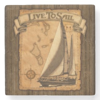 Live To Sail Stone Beverage Coaster