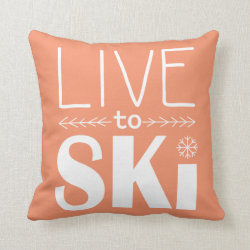 Live to Ski pillow - orange