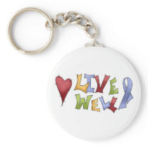 Live Well (Blue Awareness Ribbon) Keychain