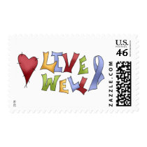 Live Well (Blue Awareness Ribbon) Postage