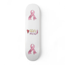 "Live Well" Pink Ribbon Skateboard by GR8SK8 "Live Well" Pink Ribbon Skateboard