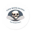 Live With Gusto Racquetball Round Stickers