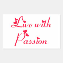 Live With Passion Motivational Heart Sticker Label