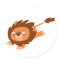 Lively Cartoon Lion round sticker