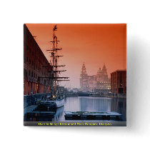 Liver buildings from Albert Dock Complex, Liverpoo Pinback Buttons