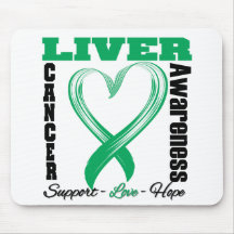 Liver Cancer Awareness Brushed Heart Ribbon Mousepad