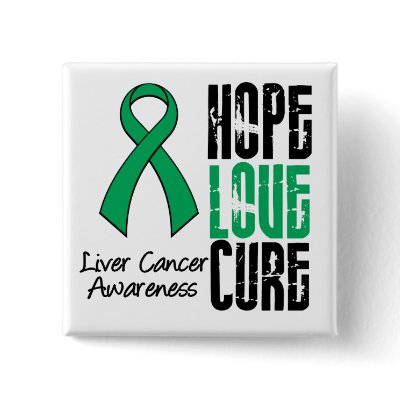 Liver Cancer Cancer Hope Love Cure Ribbon Pinback button