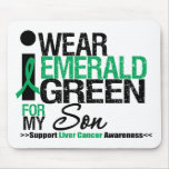 Liver Cancer Emerald Green Ribbon For My Son Mouse Pads
