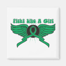 Liver Cancer Fight Like A Girl Wings Fridge Magnet