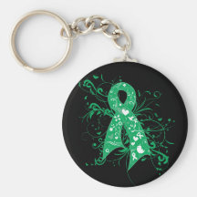 Liver Cancer Floral Swirls Ribbon Key Chains