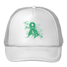 Liver Cancer Floral Swirls Ribbon Trucker Hats