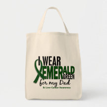 Liver Cancer I Wear Emerald Green For My Dad 10 Tote Bags