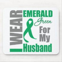 Liver Cancer I Wear Emerald Green Husband Mouse Pads