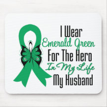 Liver Cancer Ribbon Hero My Husband Mouse Pads
