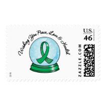 Liver Cancer Ribbon Merry Christmas Snowglobe Postage