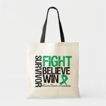 Liver Cancer Survivor Fight Believe Win Motto Tote Bag