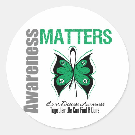 Liver Disease Awareness Matters Round Stickers