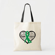 Liver Disease Heart Ribbon Collage Bag