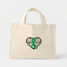 Liver Disease Heart Ribbon Collage Canvas Bags