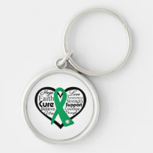 Liver Disease Heart Ribbon Collage Key Chains