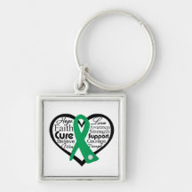 Liver Disease Heart Ribbon Collage Keychain