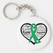 Liver Disease Heart Ribbon Collage Keychains